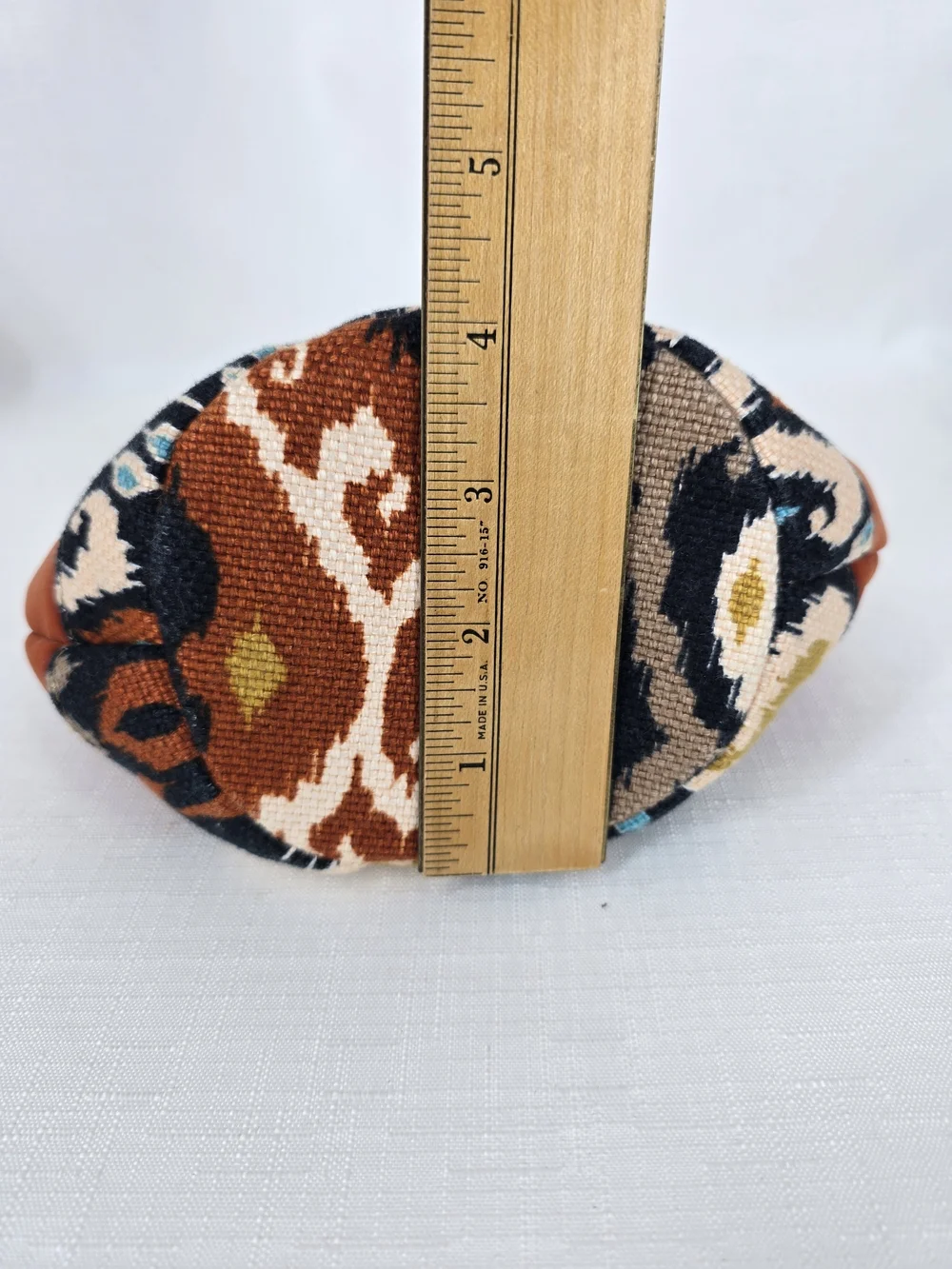 Spartina 449 Rust Brown Drawstring Cosmetic Pouch with Patterned Base